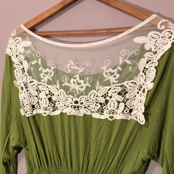 *SALE* Boho Babydoll Maternity Tunic Leaf Green 1x - Picture 5 of 6